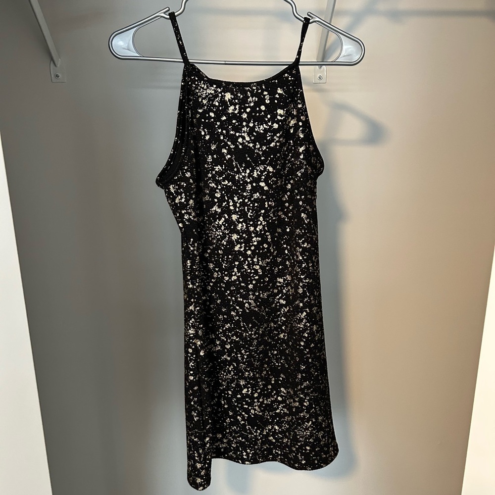 Dex Black and Gold Patterned Dress